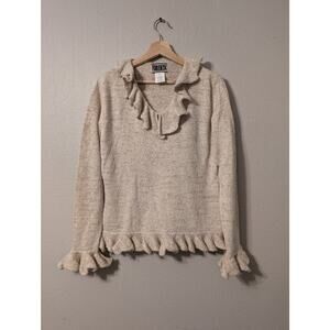 Vintage Firenza Silk Angora Blend Sweater Womens L Beige Metallic Threads
